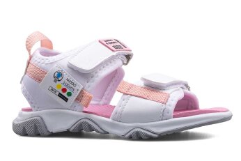Middo Şeritli Patik Sandalet - Beyaz/Pembe/Gri T - Middo