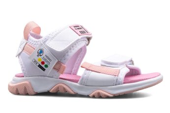 Middo Şeritli Patik Sandalet - Beyaz/Pembe/Pudra T - Middo